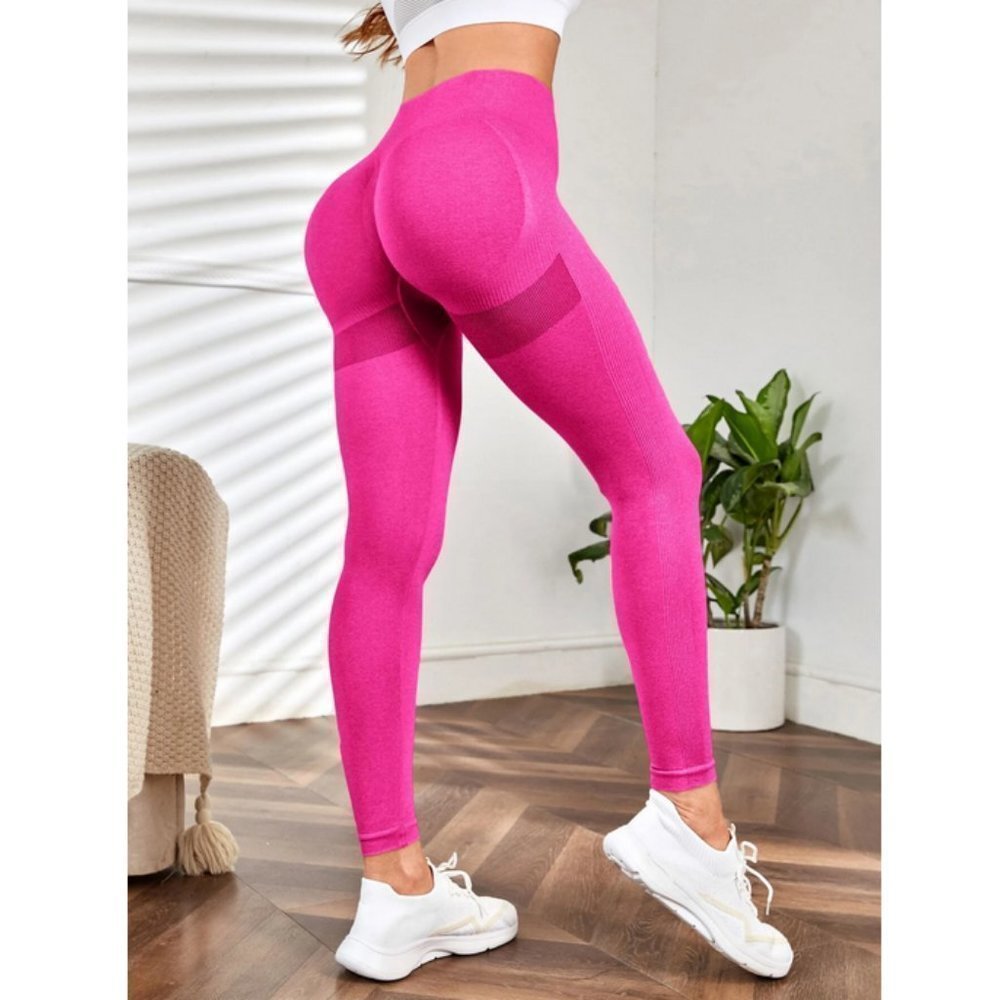 Seamless Wide Waistband Scrunch Butt Gym Leggings Activewear athleisure - Picture 4 of 8